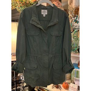 Ladies XL Army Green St Johns Bay Jacket with pull string waist